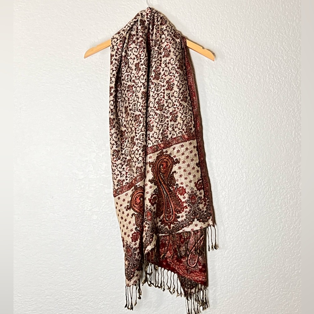 Beautiful patterned fringe scarf wrap